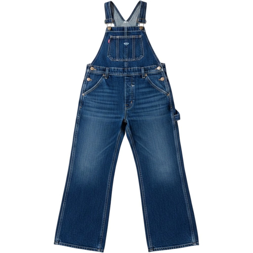 Guess Kids Blue‎ Denim Wide Leg Flare Overalls Bib Overalls Classic Logo